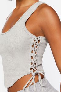 HEATHER GREY Lace-Up Cropped Tank Top, image 5