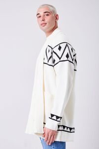 CREAM/BLACK Geo Open-Front Cardigan Sweater, image 2