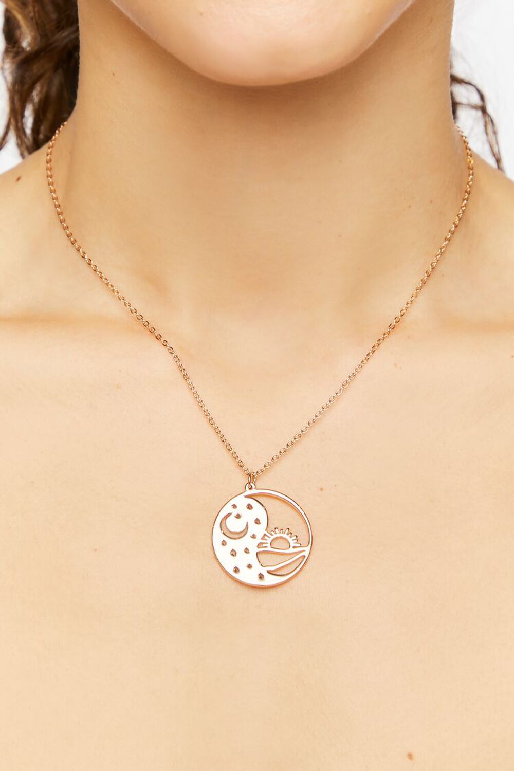 GOLD Moon & Sun Pendant Necklace, image 1
