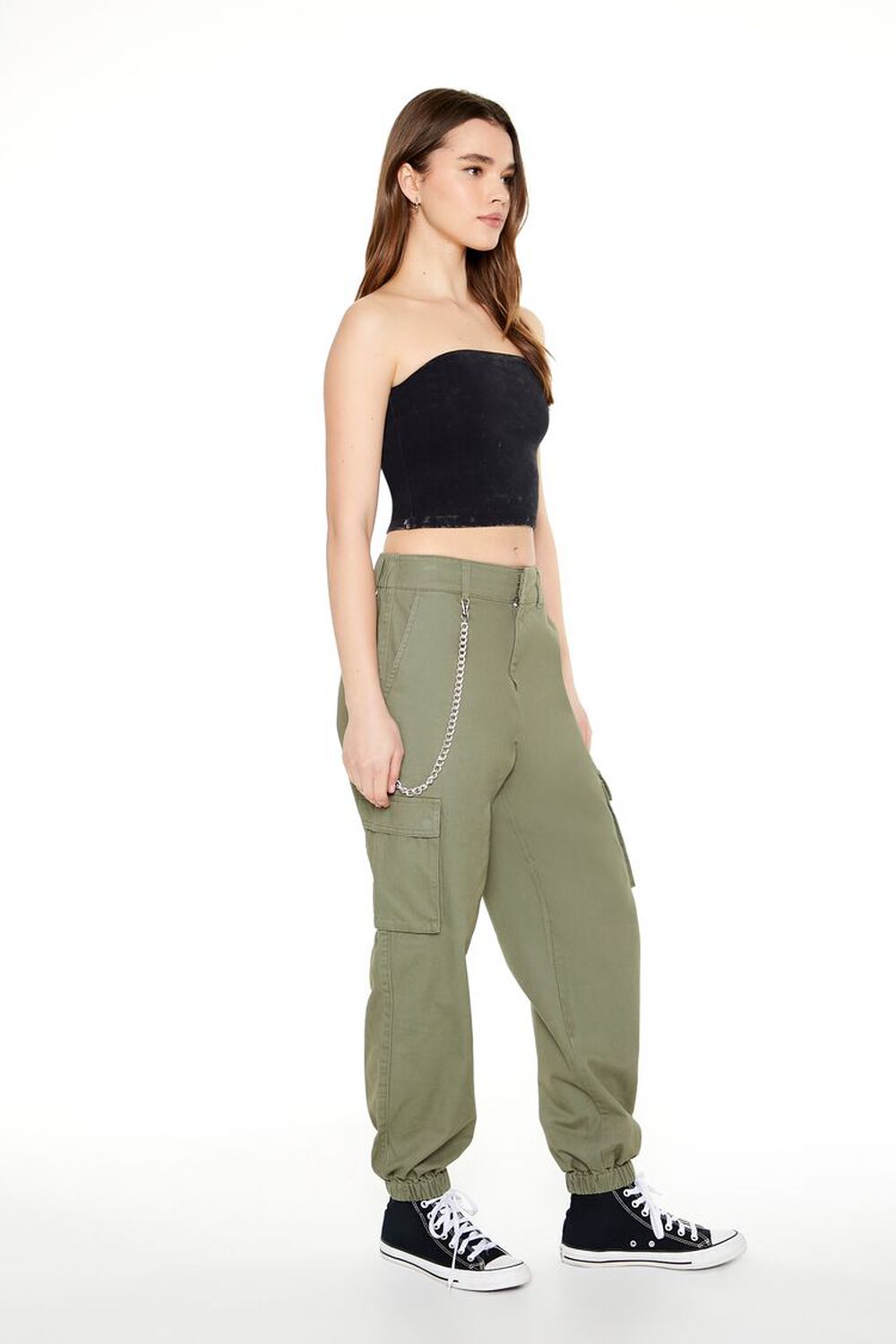 DEEP GREEN Wallet Chain Cargo Joggers, image 2