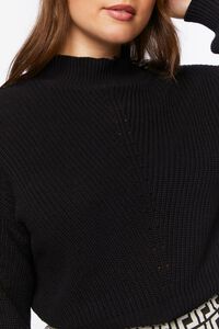 BLACK Plus Size Ribbed Mock Neck Sweater, image 5