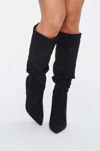 BLACK Slouchy Stiletto Knee-High Boots, image 4