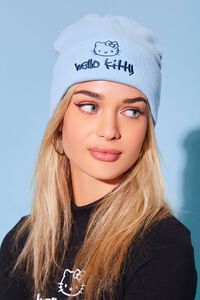 BLUE/BLUE Embroidered Hello Kitty Beanie, image 1