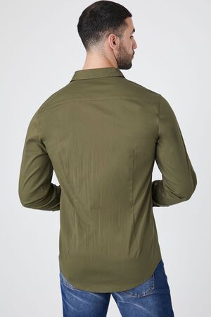 Curved-Hem Cotton-Blend Shirt