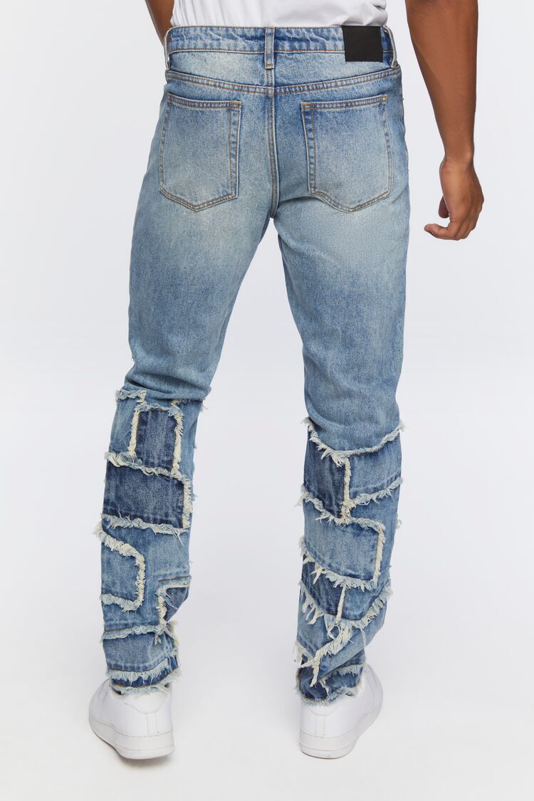 Frayed Patchwork Slim-Fit Jeans