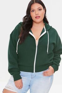 GREEN Plus Size Fleece Zip-Up Hoodie, image 1