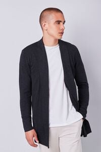 CHARCOAL Longline Open-Front Cardigan, image 1