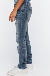 MEDIUM DENIM Distressed Stone Wash Slim-Fit Jeans, image 3