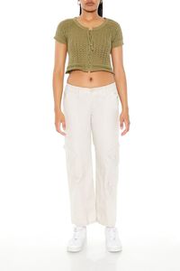 OLIVE Sweater-Knit Crochet Crop Top, image 4