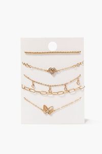 GOLD Rhinestone Heart Charm Bracelet Set, image 3