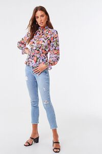 Floral Chiffon Pussycat Bow Top, image 4