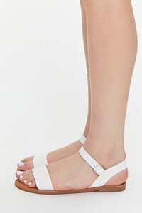 WHITE Faux Leather Buckled Sandals, image 2