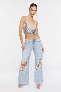 SILVER Cowl Neck Chainmail Halter Top, image 4