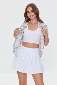 WHITE Pleated High-Rise Mini Skirt, image 1