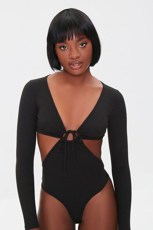 BLACK Plunging Cutout Bodysuit, image 5