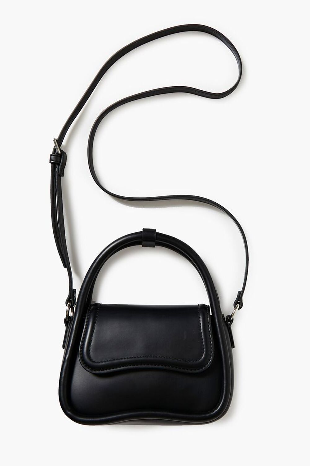 Forever 21 Women's Faux Patent Leather/Pleather Crossbody Bag in Black | F21