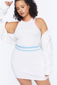 WHITE/BLUE Plus Size Palm Beach Graphic Skirt, image 1