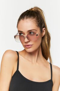 Tinted Rectangular Rimless Sunglasses, image 1