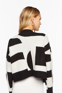 BEIGE/BLACK Abstract Marled Cardigan Sweater, image 3
