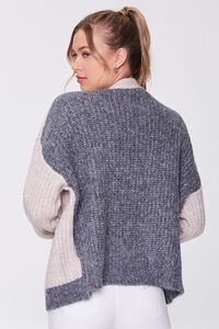 CREAM/HEATHER GREY Colorblock Cardigan Sweater, image 3