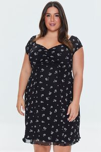 BLACK/MULTI Plus Size Floral Print Mini Dress, image 6