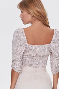 TAN/CREAM Spotted Print Ruched Top, image 3
