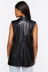 BLACK Faux Leather Double-Breasted Vest, image 3