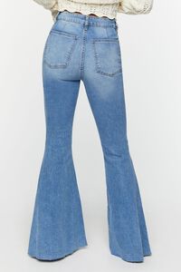 MEDIUM DENIM Raw-Cut Mid-Rise Flare Jeans, image 3