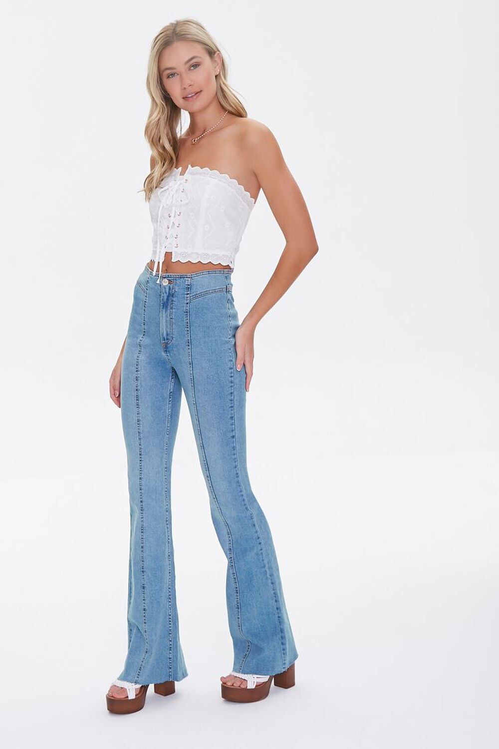 MEDIUM DENIM High-Rise Flare Jeans, image 1