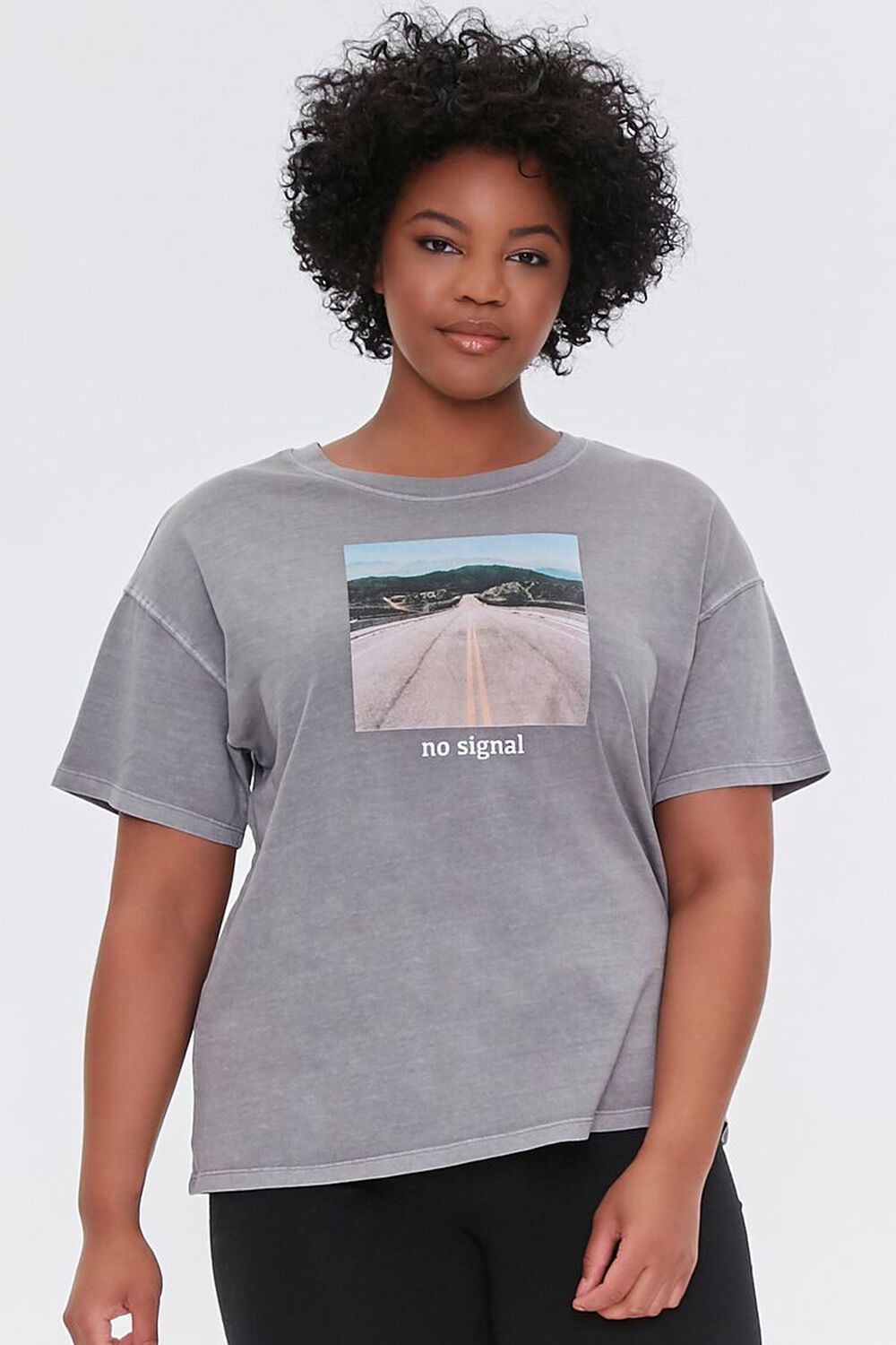 TAUPE/MULTI Plus Size No Signal Graphic Tee, image 1