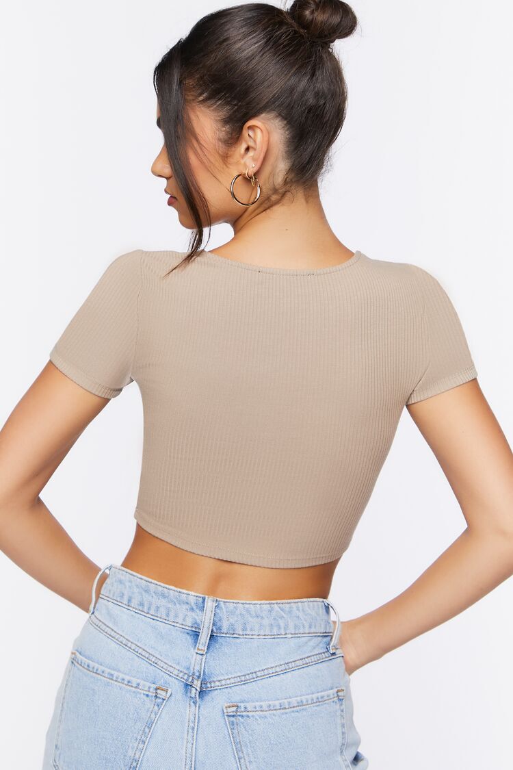 Ruched Rib-Knit Crop Top