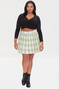LIME/MULTI Plus Size Pleated Plaid Mini Skirt, image 5