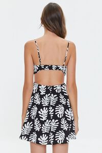BLACK/MULTI Tropical Leaf Print Mini Dress, image 3