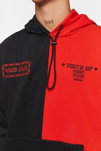 BLACK/RED Colorblock Graphic Embroidered Hoodie, image 6