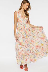 MINT/MULTI Floral Print Ruffled Maxi Dress, image 4