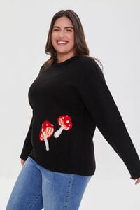 BLACK/MULTI Plus Size Mushroom Sweater, image 2