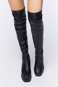 BLACK Faux Leather Over-The-Knee Platform Boots, image 4