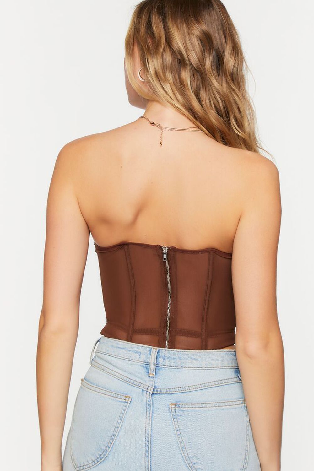 TURKISH COFFEE Mesh Quilted Bustier Tube Top, image 3