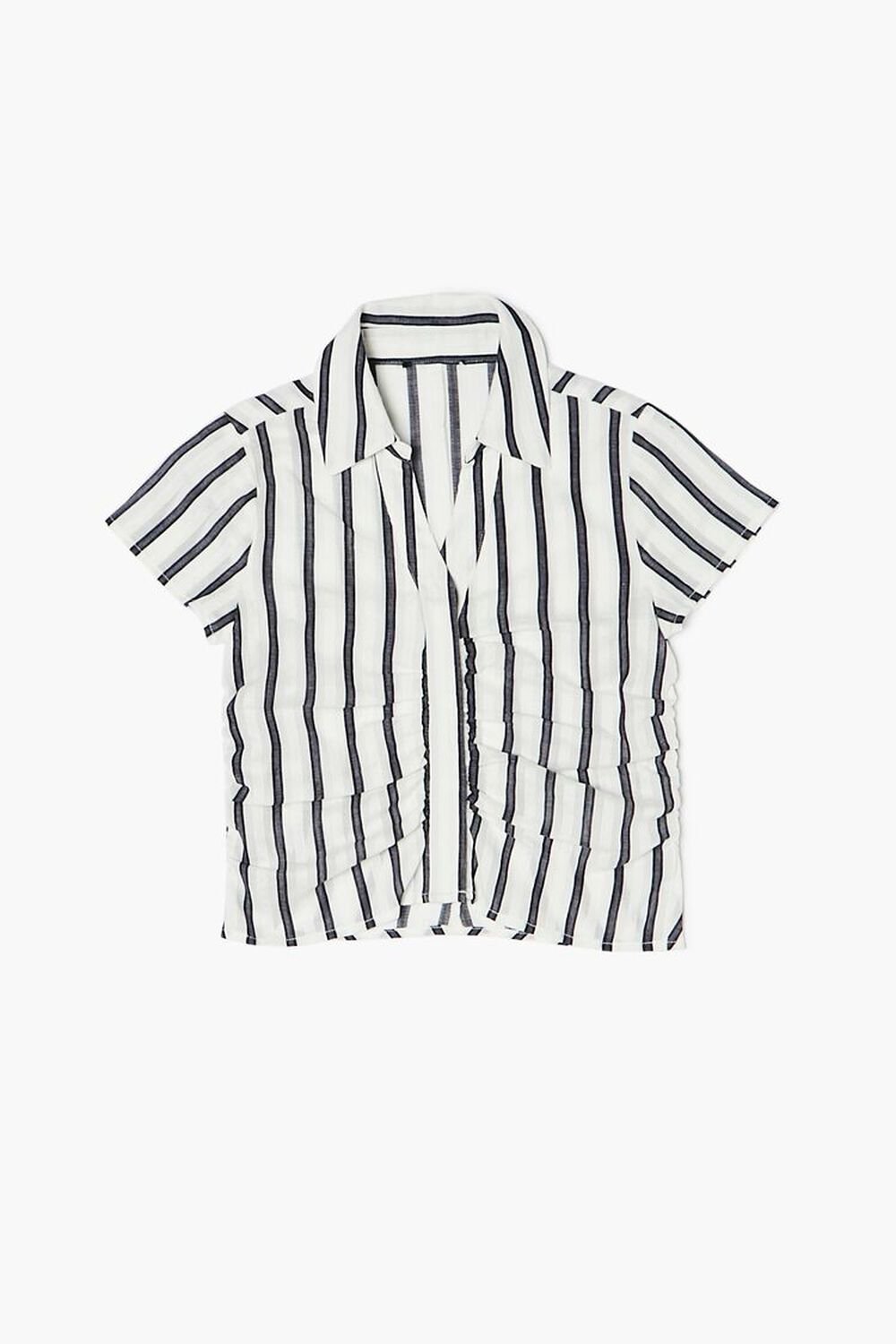 Girls Ruched Striped Shirt (Kids), image 1