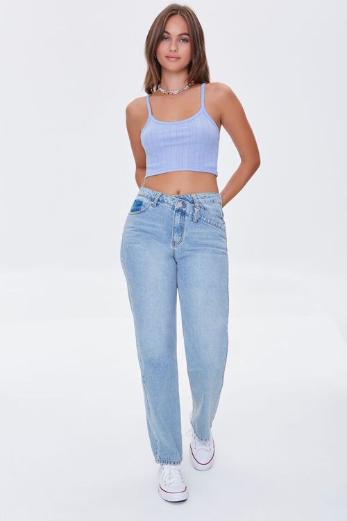 LIGHT BLUE Pointelle Cropped Lounge Cami, image 4