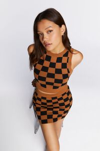 MAPLE/BLACK Checkered Sweater-Knit Mini Skirt, image 1