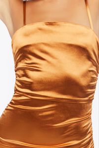 ALMOND Satin Ruched Midi Dress, image 5