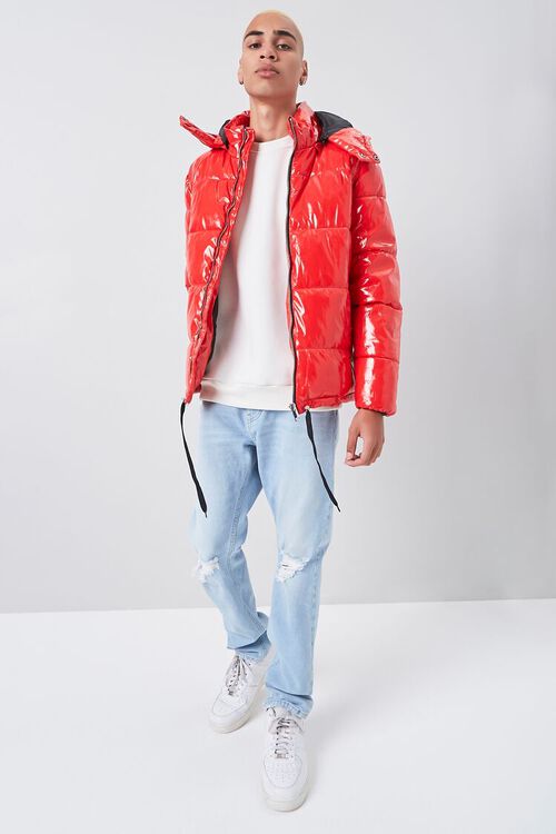 RED Hooded Zip-Up Puffer Jacket, image 4