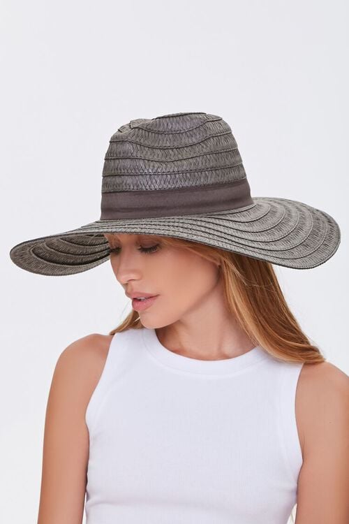 CHARCOAL/CHARCOAL Faux Straw Panama Hat, image 1