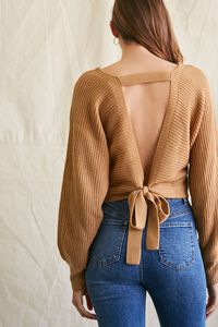Ribbed Knit Tie-Back Sweater, image 2
