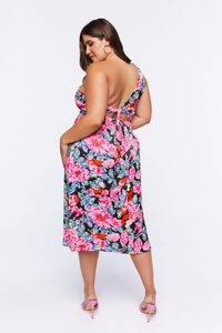BLACK/MULTI Plus Size Floral One-Shoulder Midi Dress, image 3