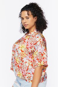 RED/MULTI Plus Size Tropical Floral Print Shirt, image 2