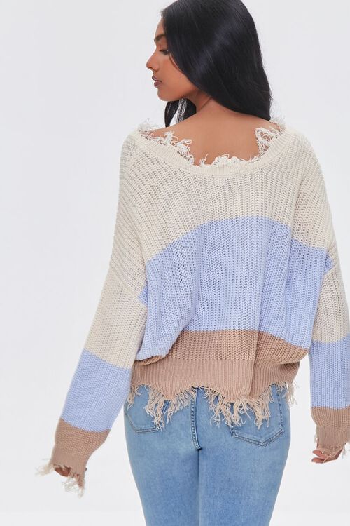 BEIGE/MULTI Frayed Colorblock Sweater, image 3