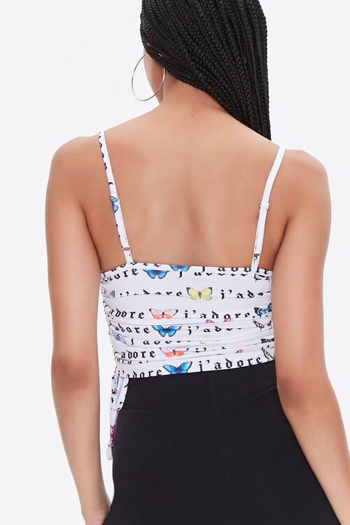WHITE/MULTI Butterfly Print Cropped Cami, image 3