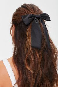 BLACK Bow Barrette Hair Clip, image 1